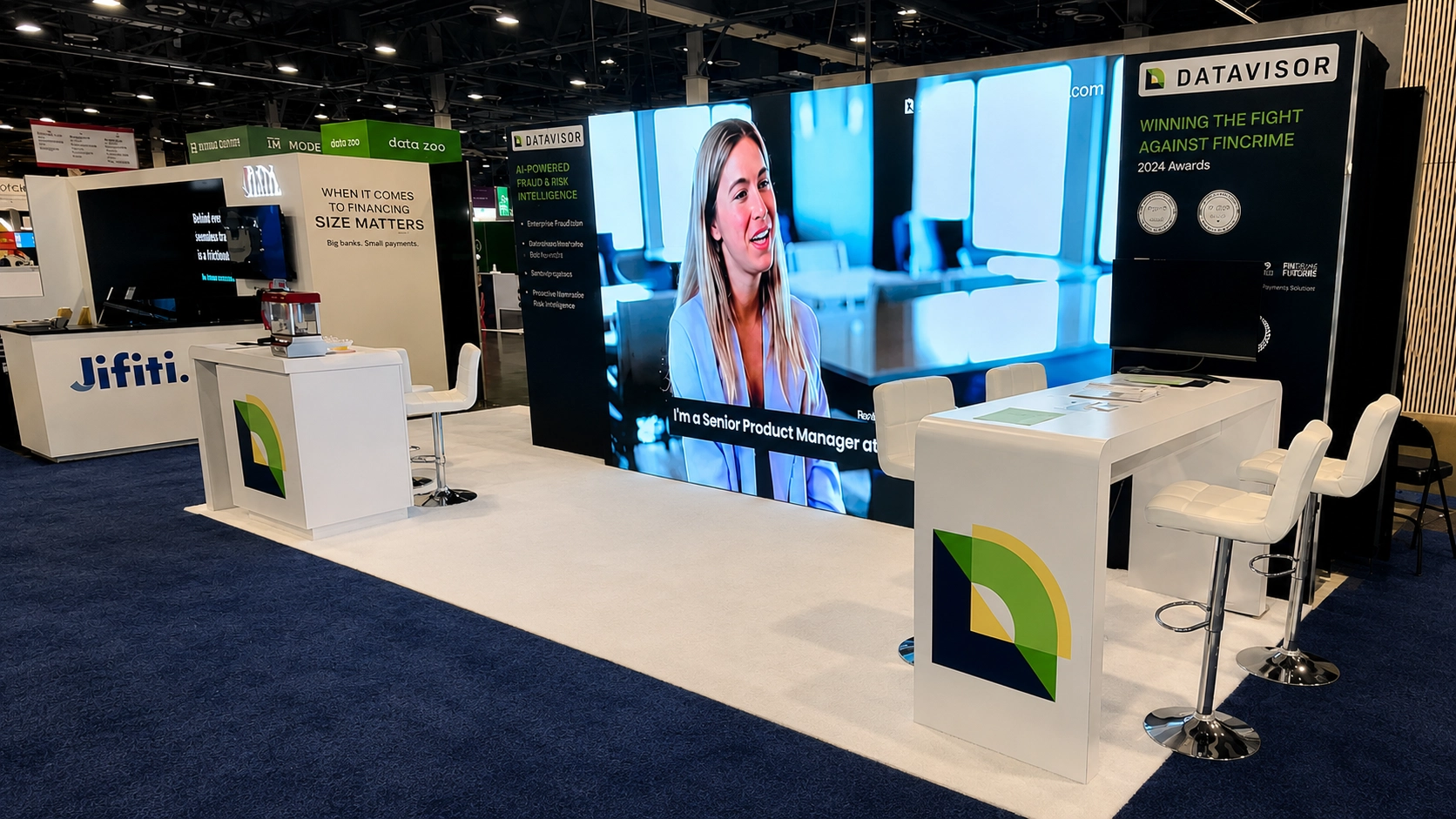 10x20 trade show booth with LED video wall and branded counters by ICE Creative LED