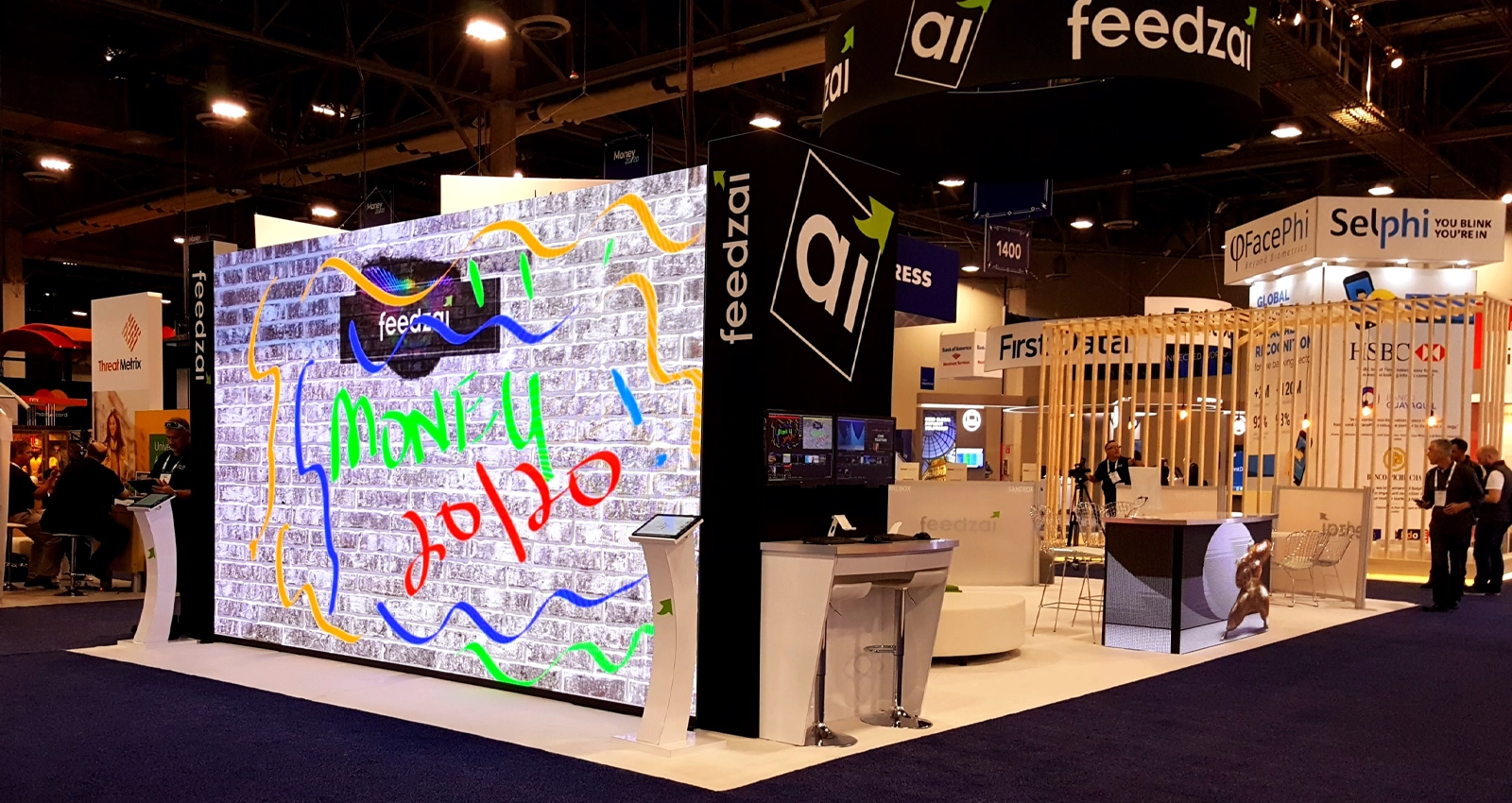 Interactive LED wall trade show booth project with branded exhibit design and attendee engagement