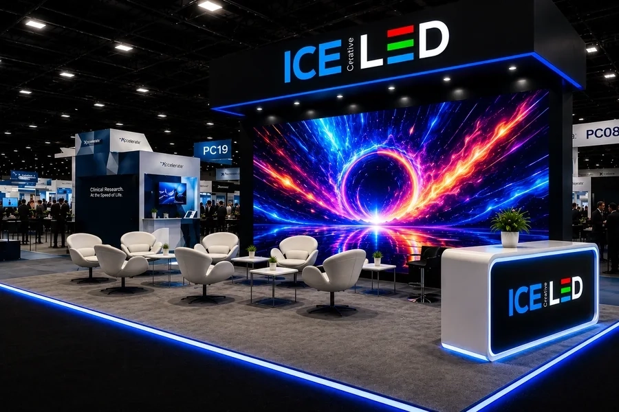 NAB Show 2027 trade show exhibit with LED video wall in Las Vegas
